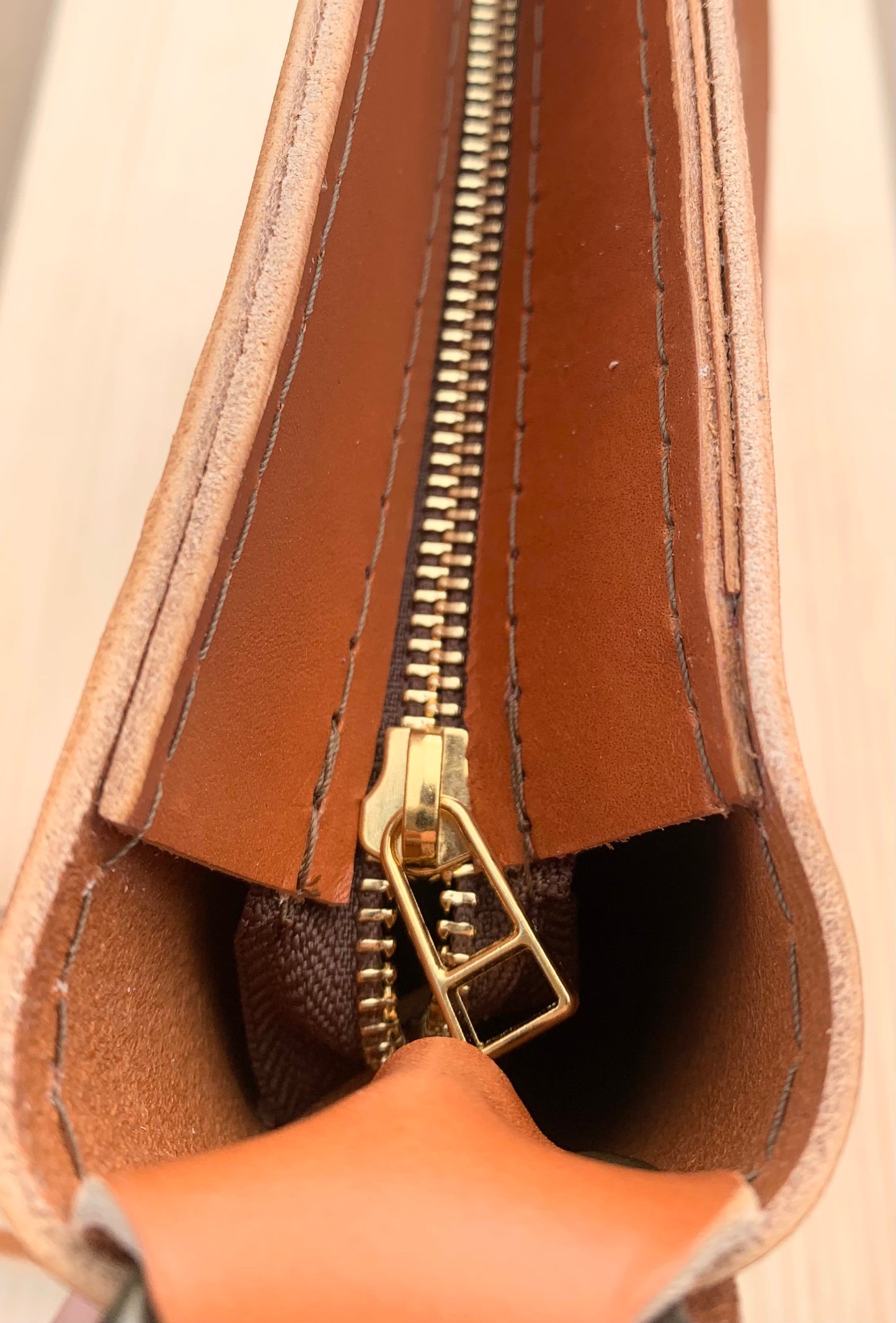 Tan Leather Crossbody Bucket Bag