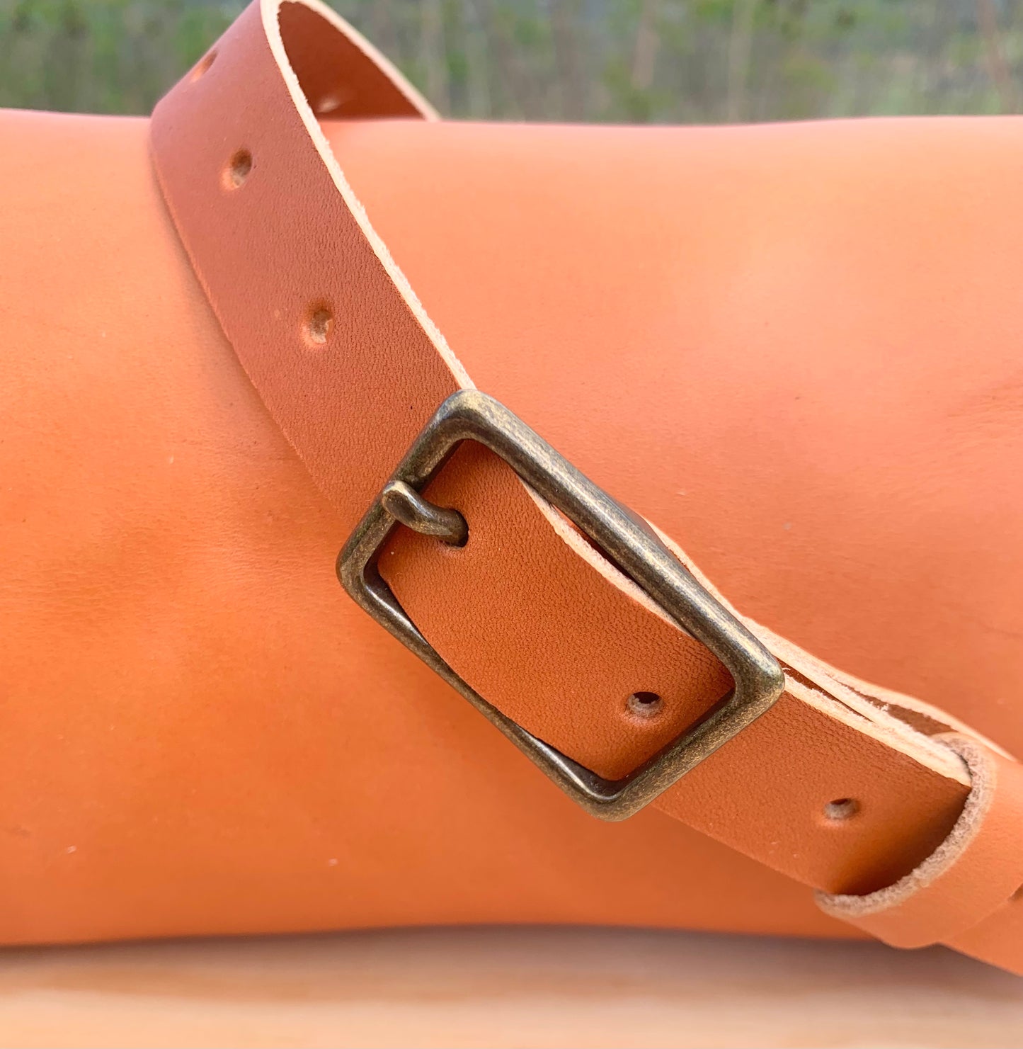 Tan Leather Crossbody Bucket Bag