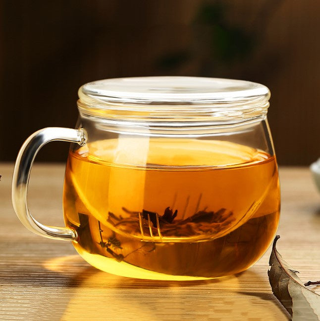 Glass Mug w/ Strainer & Lid (Tea Cup)