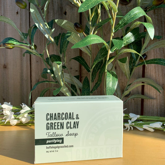 Jabón de carbón y sebo de arcilla verde