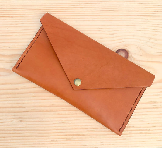 Tan Leather Simple Clutch